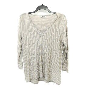 New ZOZO Silk Blend Tunic Top Lightweight Sweater XL Lt Taupe V-Neck